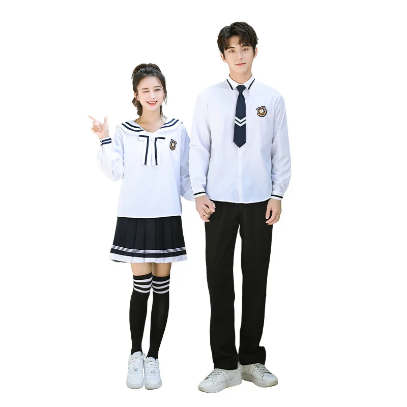 C008 Middle School Uniform Sailor Clothes Graduation Class Performance English College Style Sports Meet Stage Recitation Skirt