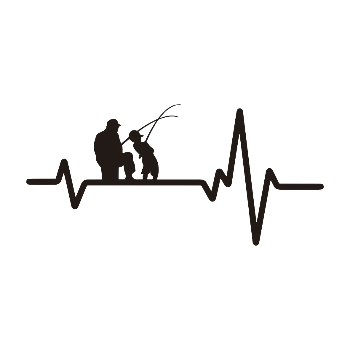 Car Sticker Fishing Father Dad Son Fish Rod Reel Heartbeat Funny Automobiles Motorcycles Exterior Accssories Vinyl Decals