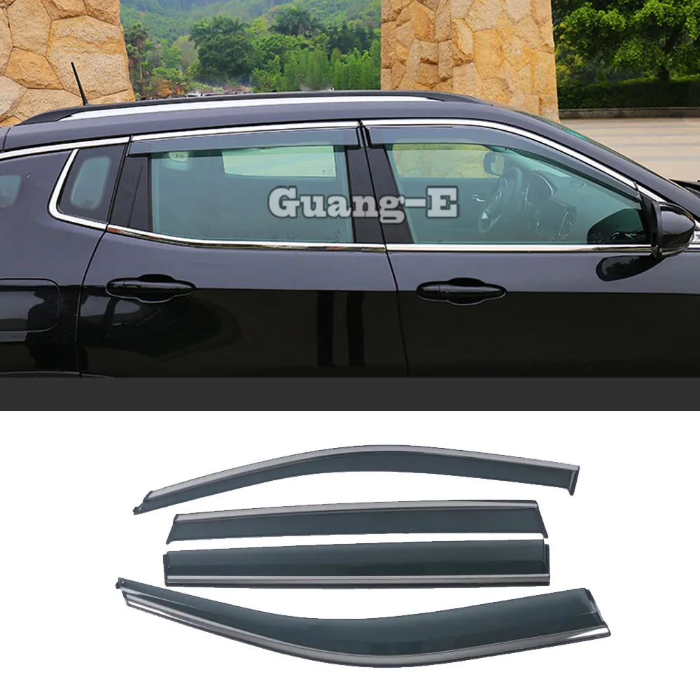 For Jeep Compass 2017 2018 2019 2020 2021 Car Styling Cover Plastic Window Glass Wind Visor Rain/Sun Guard Vent Part 4pcs