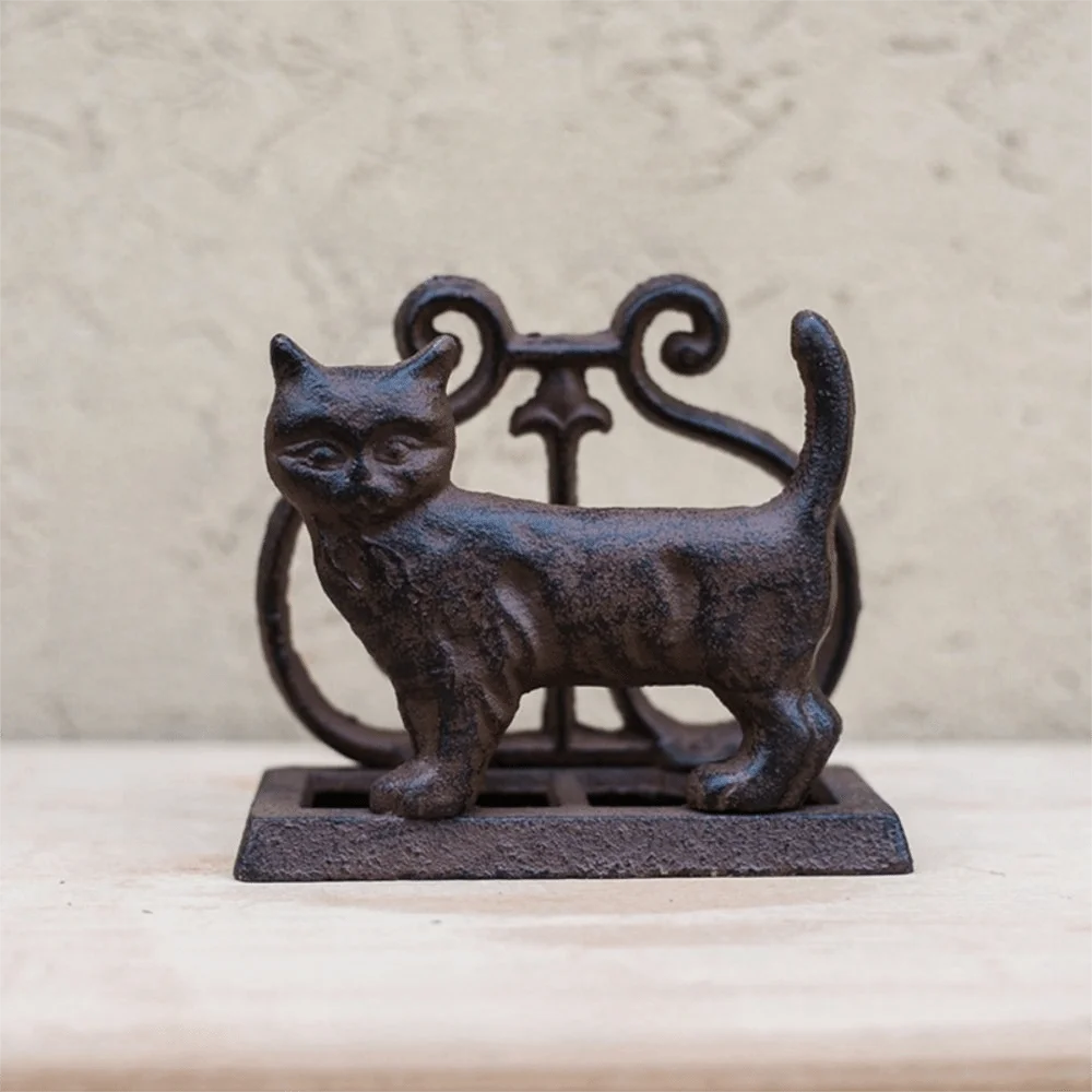 Retro Cast Iron Napkin Holder Rustic European Tissue Holder Multifunctional Animal Motif Recipe Stand Hotel
