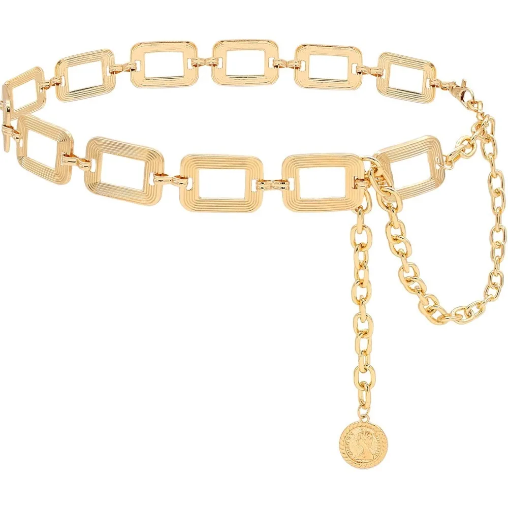 

Women's Chain Belt Metal Waist Belt Chunky Belly Link Belt