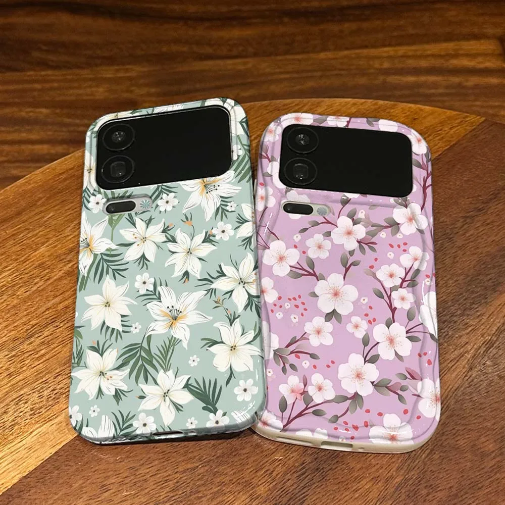 

Purple Green Flower Art For Xiaomi 17 15 14 14T 13 12T 11 11i 11X Pro Max Lite NE 5G Feilin Wave Oil Shell Cover
