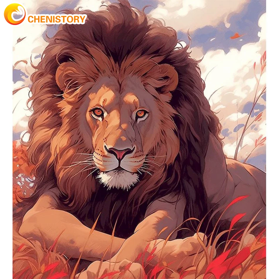 

CHENISTORY Animal Oil Pictures By Number Lion Set Diy Painting By Numbers Acrylic Paint Wall Art On Canvas Kids Adults Kit Decor