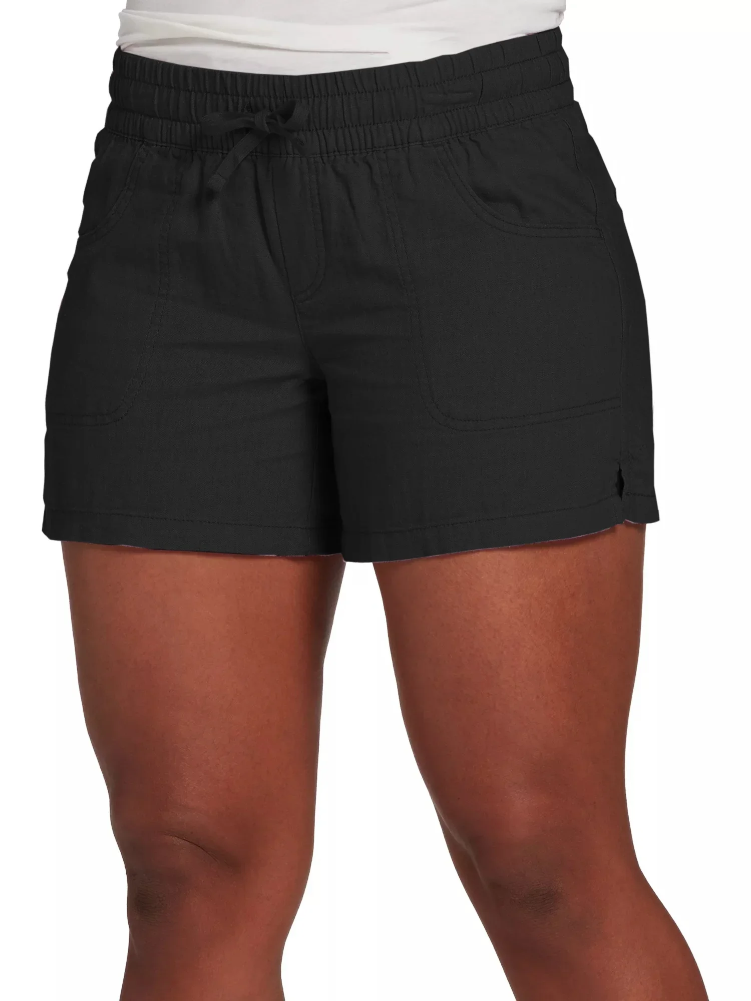 Women Fashion Casual Solid Color Elastic Waist Split Shorts Casual Short Pants