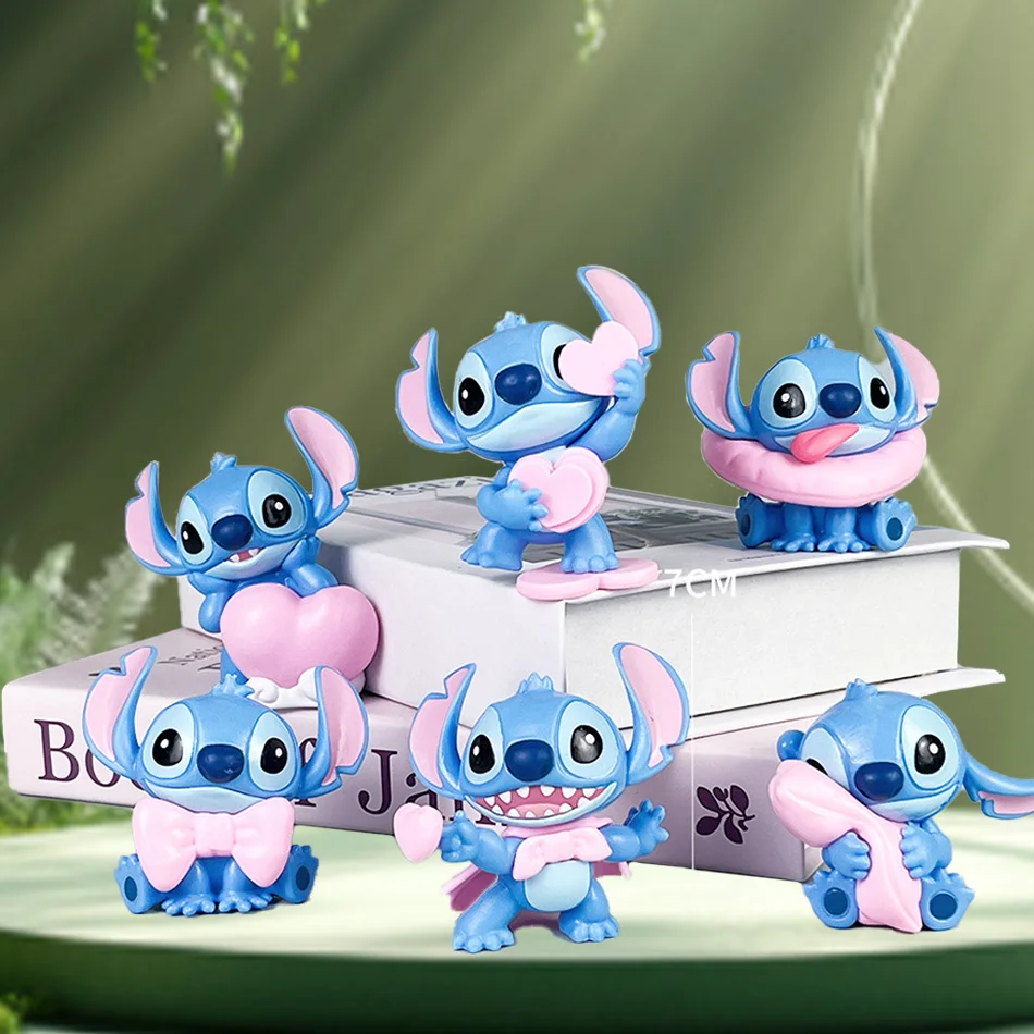 Disney Stitch Action Figure Blind Box Sweet Pink Series Display Item Toy Gift Ornament Handmade Figurine Collectible Birthd