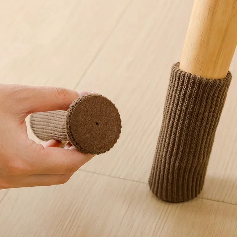 4Pcs Chair Legs Socks Knitted Furniture Feet Floor Protectors Anti-slip Pads Silent Thicken Table Chair Feet Socks Covers
