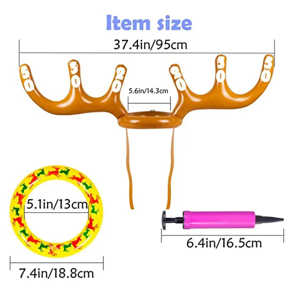 1set Christmas Game Inflatable Funny Reindeer Antler Hat Ring Toss Xmas Kids Gift New Year Christmas Outdoor Inflated Toys