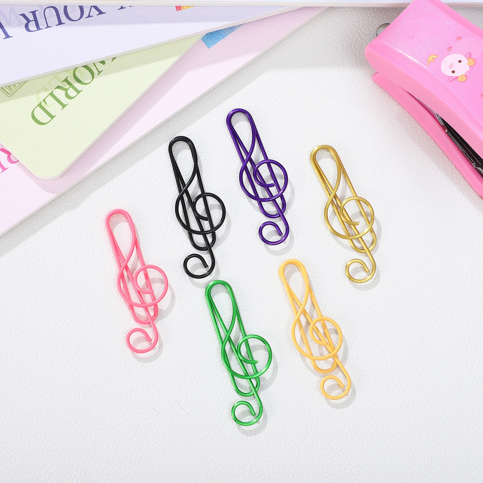 100pcs Colorful Paperclips Musical Note Shaped Metal Clips For Office Bills Fixing Files Decoration Multi-Use Stationery