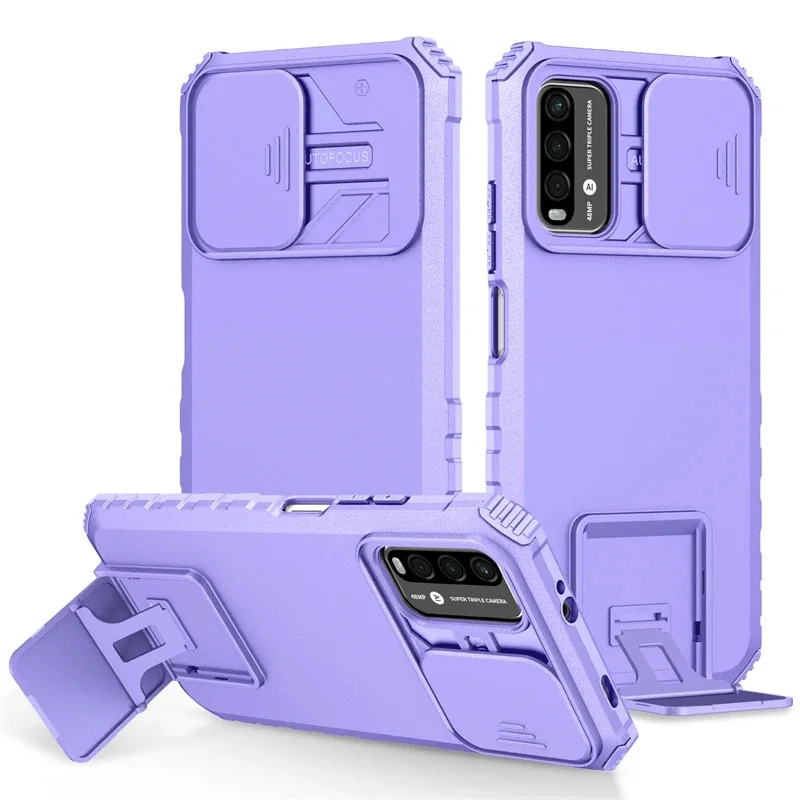 For Xiaomi Redmi 9T Case Slide Camera Lens Shockproof Armor Stand Holder Protect Phone Case For Redmy 9T 9 T redmi9t Back Cover