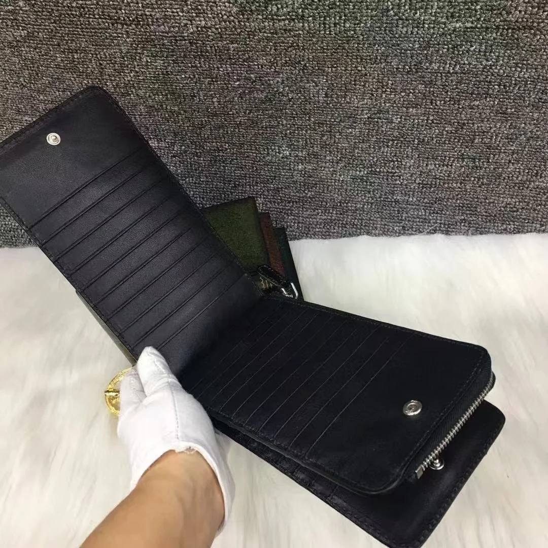 100% Genuine crocodile skin wallet black color Long size alligator leather purse bank card holder case