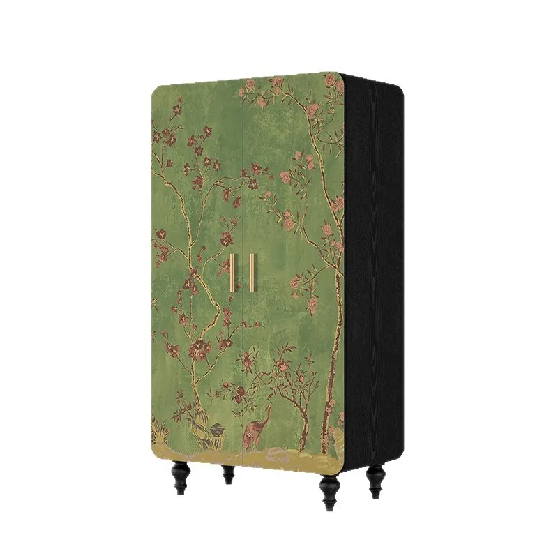 Large-capacity storage clothes  abinets are free of installation, solid wood painted storage cabinets y