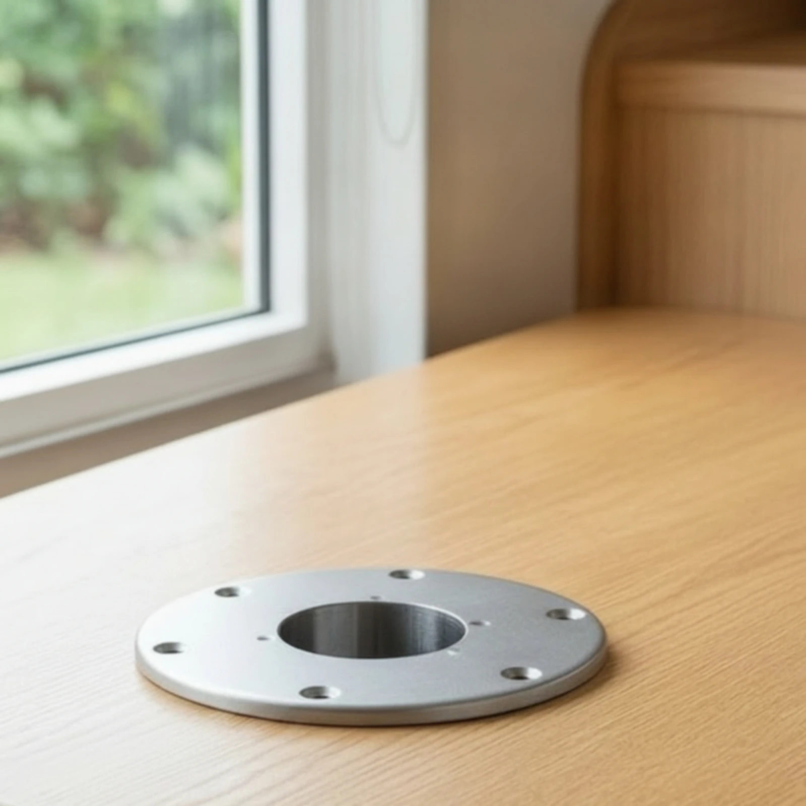 RV Table and Floor Mounting Base Flush-Mount RV Pedestal Table Base Aluminum Round for Boat Owners, Recreational Vehicle