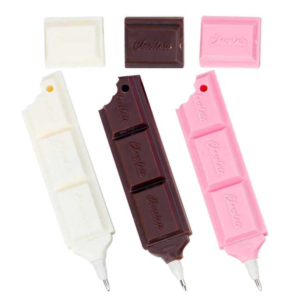 

3 Pcs Chocolate Ballpoint Pen Cute Cartoon Design Realistic Shape Stationery Supplies for Kids School Office Writing Tool