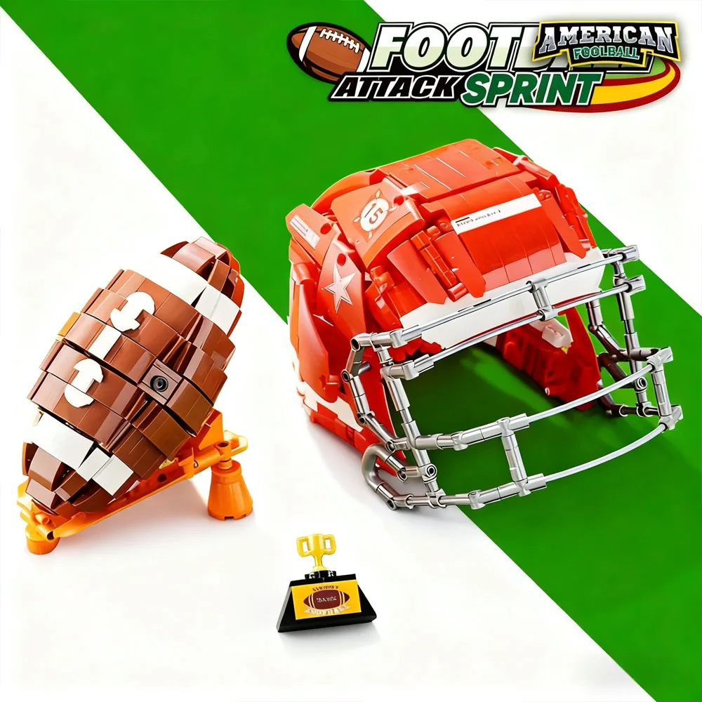 

1038 шт. набор блоков для регби, модель спортивного футбола, строительные блоки «сделай сам», настольные офисные украшения, подарки на Рождество/день рождения