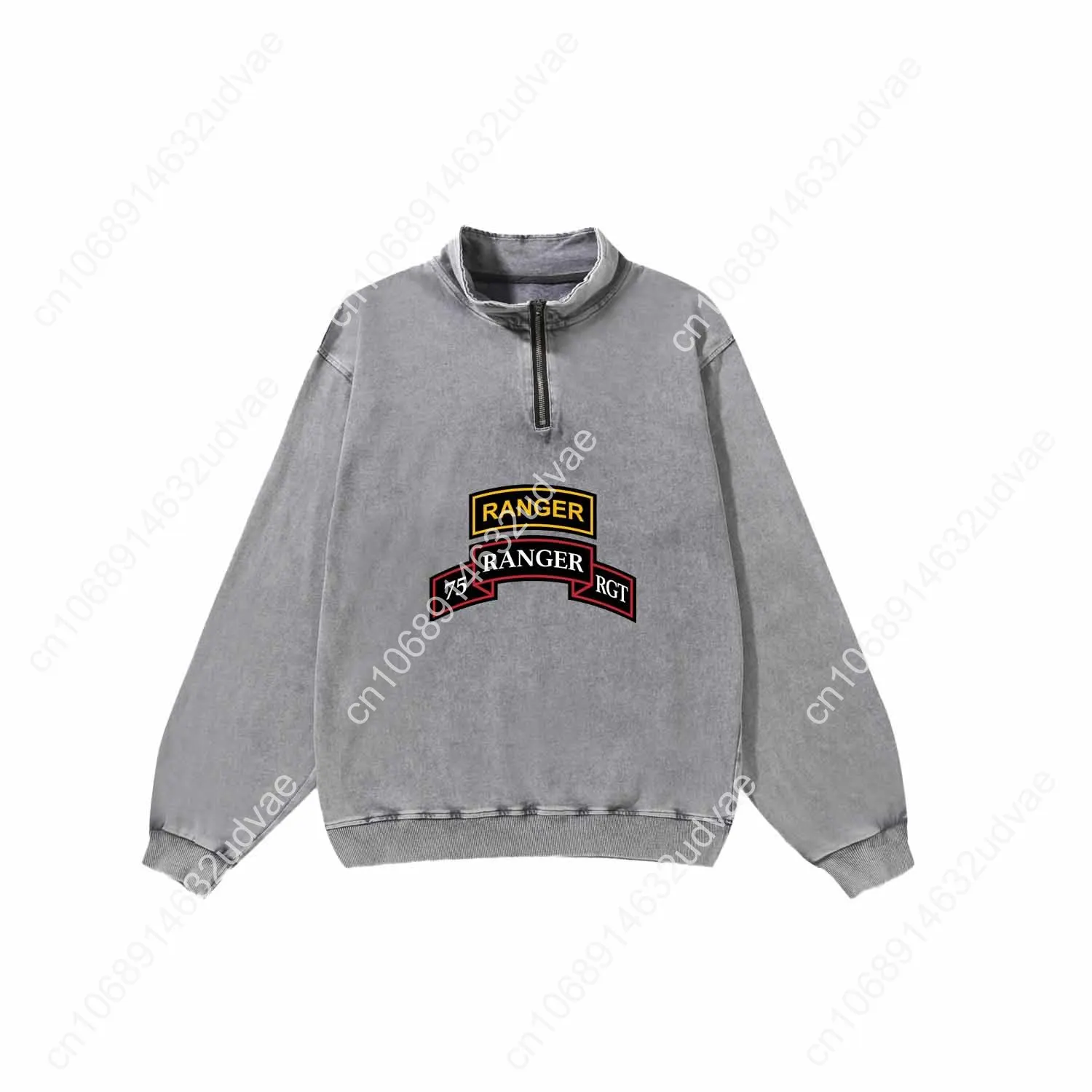 Leger Ranger 75e Ranger Scroll Retro Sweatshirt Man Vrouw Tiener Pullover Half Sweatshirt Op maat gemaakte tops met mouwen