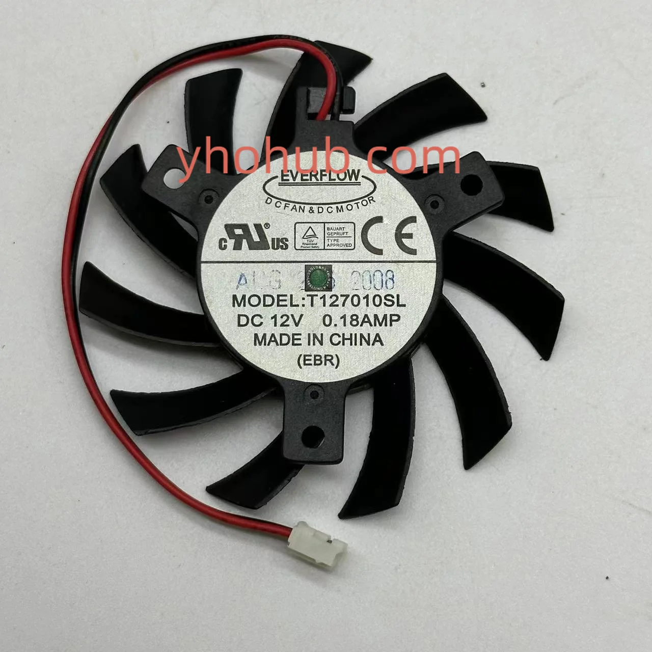 

Everflow T127010SL DC 12V 0.18A 65x65x10mm 2-Wire Server Cooling Fan