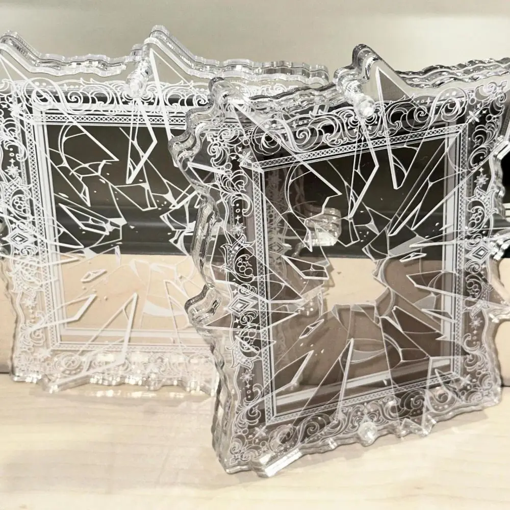 Broken Mirror Idol Card Display Stand Transparent Waterproof Photo Card Holder Dustproof Acrylic Card Protective Case Fans