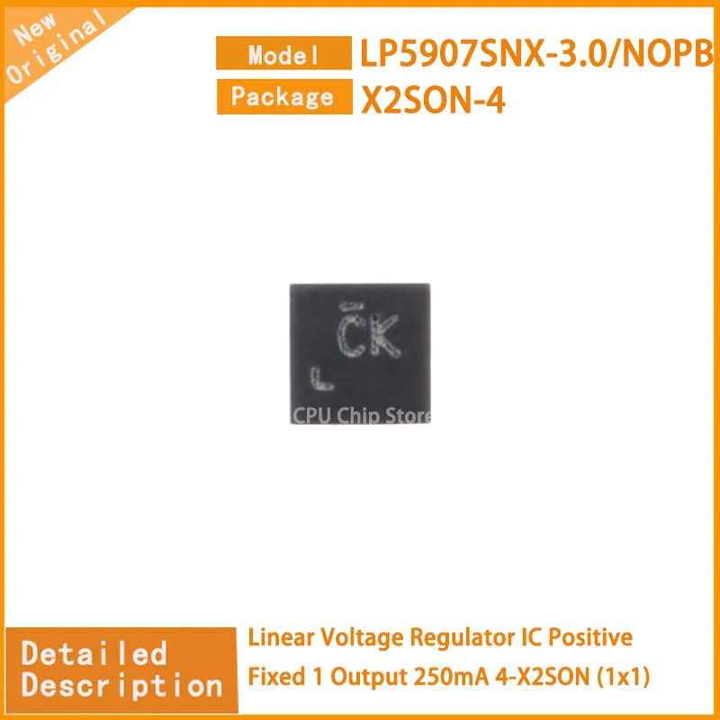 20Pcs/Lot  New Original  LP5907SNX-3.0/NOPB LP5907SNX-3.0 Linear Voltage Regulator IC Positive Fixed 1 Output 250mA 4-X2SON (1x1