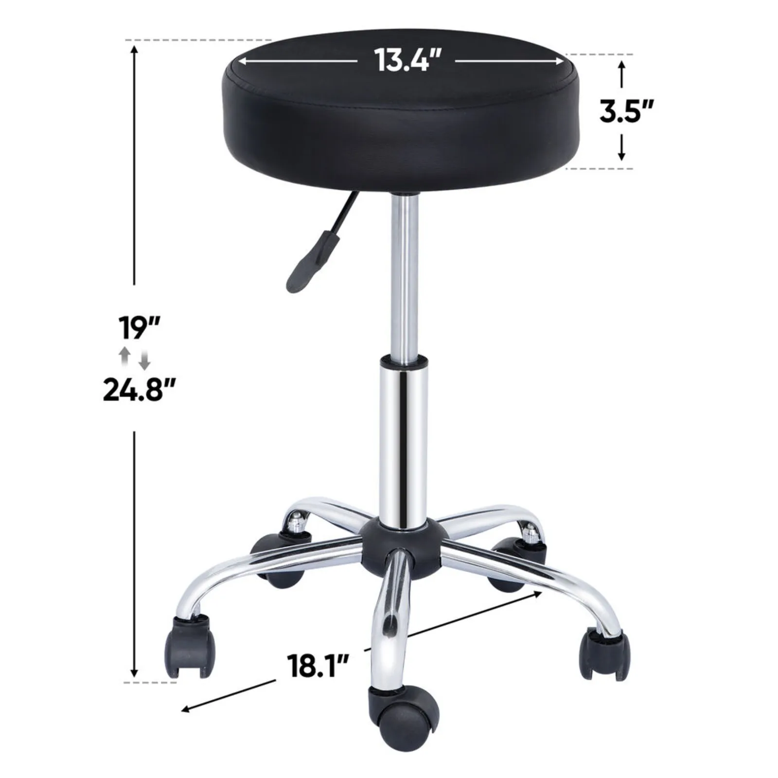 US 1/2/4 Pack Rolling Stool Swivel Hydraulic Round Adjustable Salon Stool Chairs