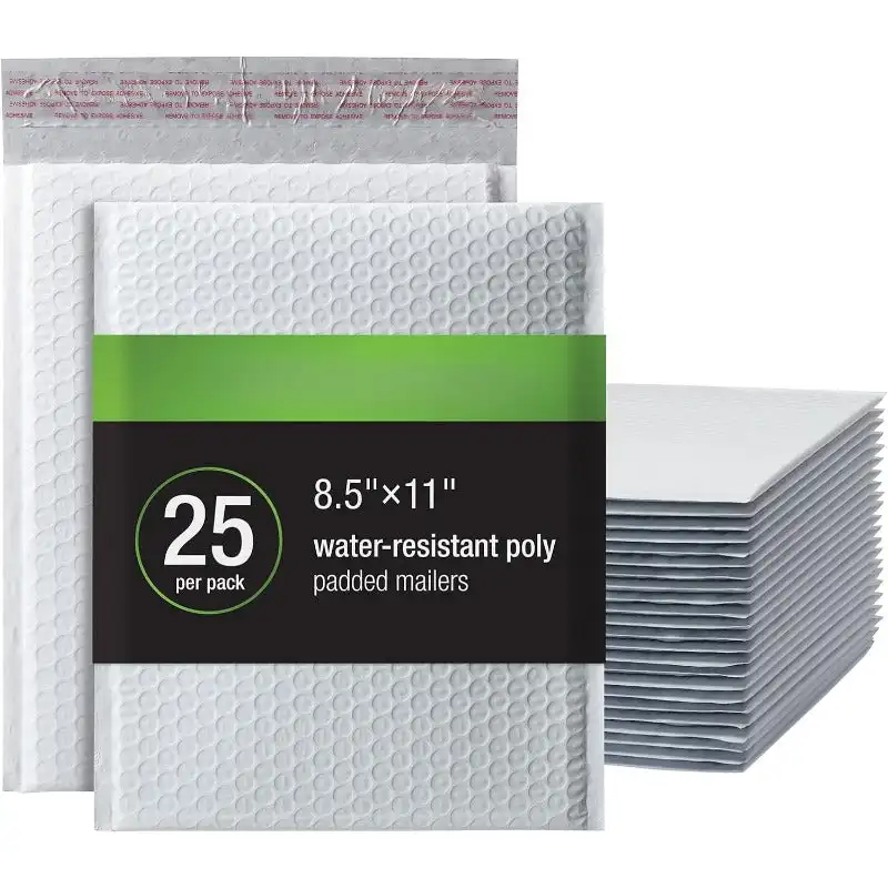 

Bubble Mailers, 8.5 x 11 Inch, White Poly Mailers, Padded Envelopes, Shipping Envelopes, Water Resistant