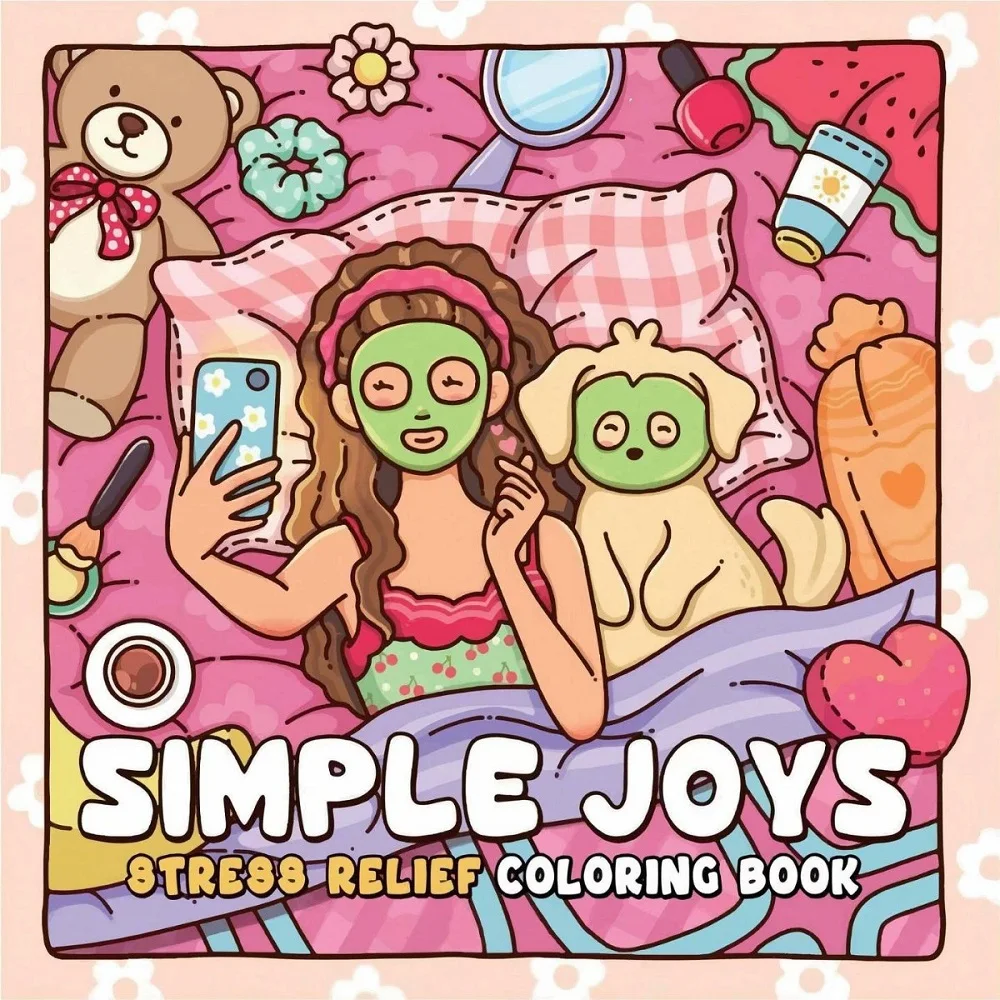 

Simple Joys Stress Relief Coloring Book Cute Girl And Her Pets Drawing Book Perfect Gift for Party and Birthday Christmas