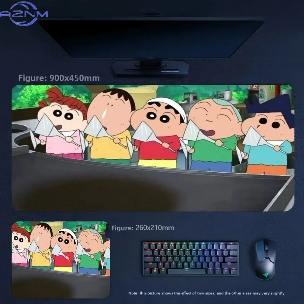 Anime Crayon Shin‑chan Group With Paper Planes Large Mousepad, Rubber Non‑Slip Extended Gaming Desk Mat, Waterproof Anti‑Fray Mo