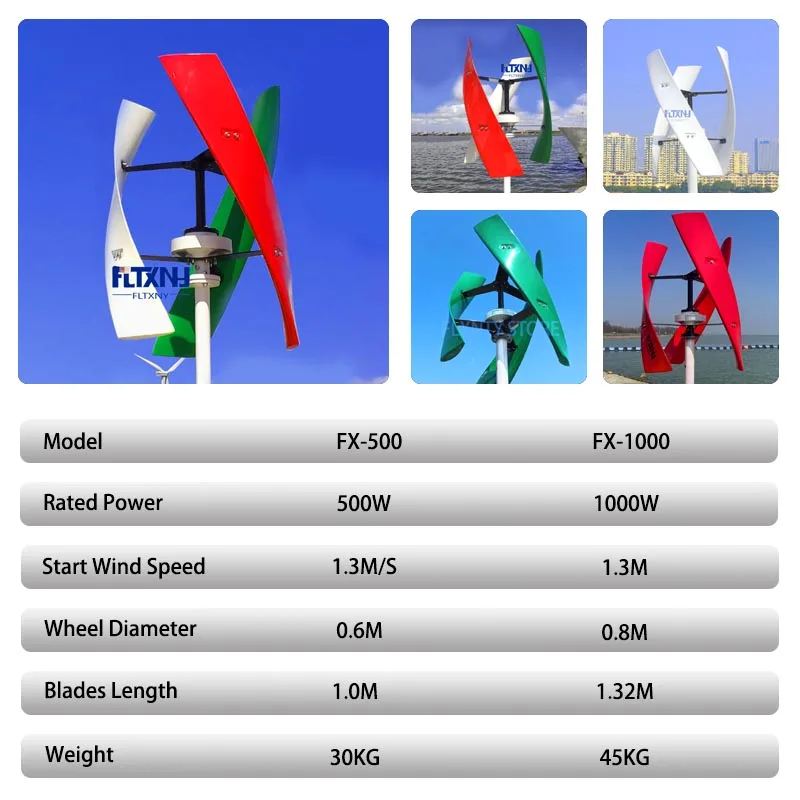 MYSN Vertical Axis Wind Turbine Generator 1000W 500W Maglev Windmill 12v 24v 48v Strong Magnetic Dynamo 220V Inverter Output