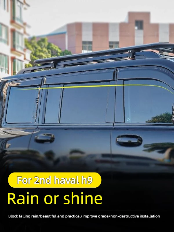 Window Ventilation Sunshade for 2nd Haval H9 2024-2026 Car Rain Visor Side Window Sunshade and Rain Shield External Modify Parts