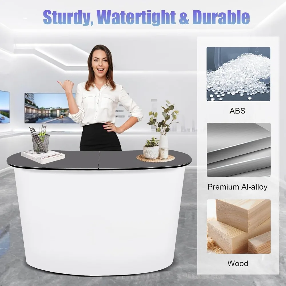 عرض طاولة عرض تجاري قابل للطي للمعارضات، عداد ترويج البيع بالتجزئة المبسط، مثالي للفنادق والمناسبات #3