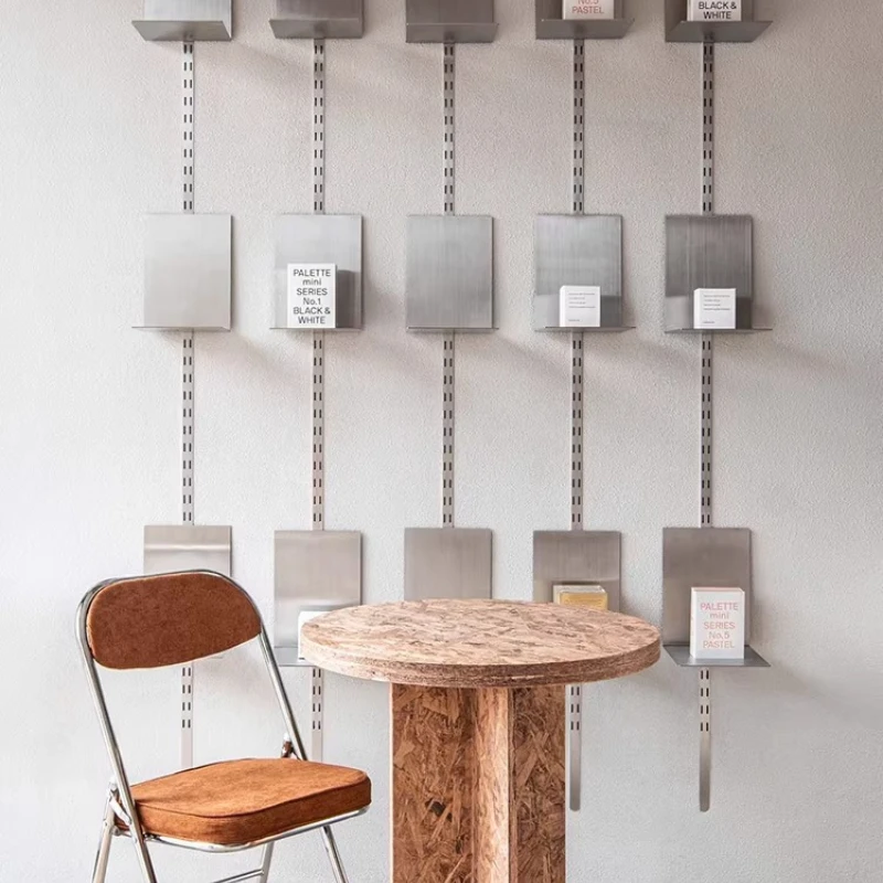 

Simple stainless steel shoes, bags, hats and accessories rack, wall product display