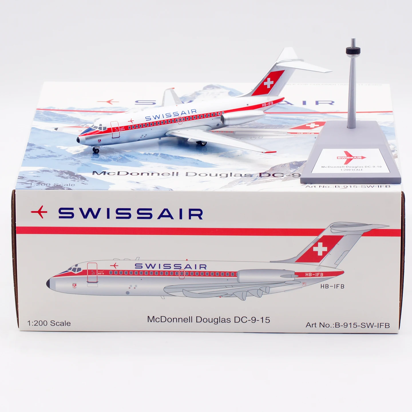 

B-915-SW-IFB Alloy Collectible Plane Gift B-Models 1:200 SWISSAIR McDonnell Douglas DC-9-15 Diecast Aircraft Jet Model HB-IFB