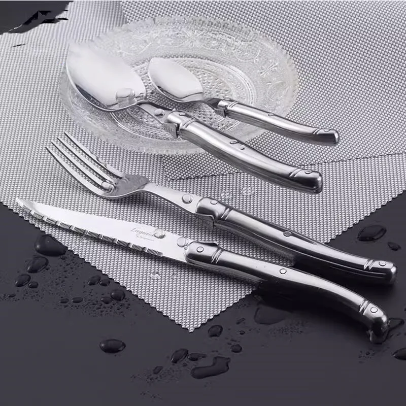 2-24Pcs Stainless Steel Handle Silverware Laguiole Steak Knife Fork And Spoon Everyday Flatware Set Cutlery Restaurant Home Bar