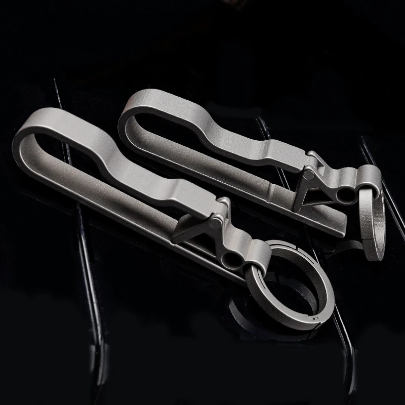 Titanium Belt Buckle Titanium Waist Clip Keychain Accessories Key Ring Holder Outdoor Portable Tools-A73M view 4