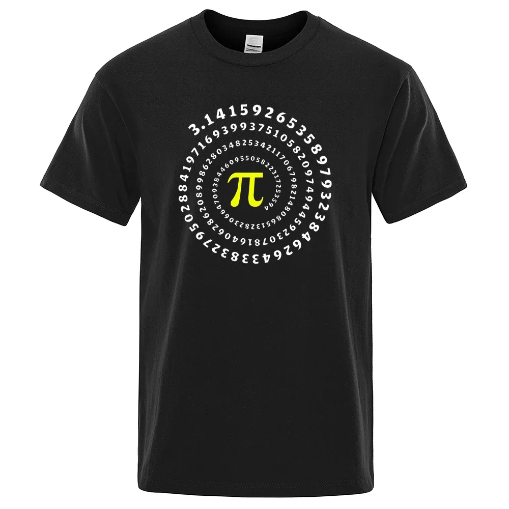 Cotton Short Sleeve T-shirts Streetwear Top Tees Funny T-shirt for Men Pi π Spiral Mathematics Geometry Printed Mens T Shirts