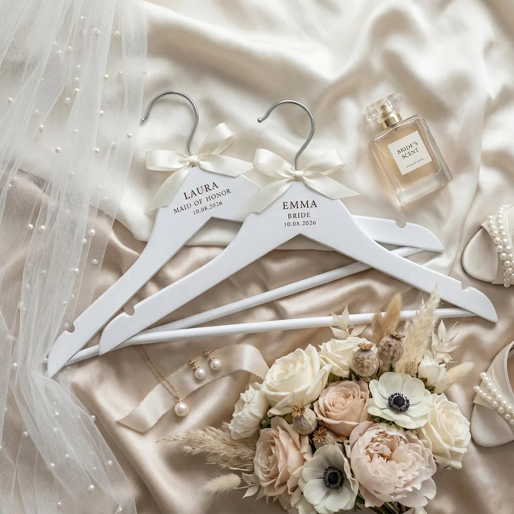Personalised Engraved Wooden Wedding Dress Hanger Bride Keepsake Hen Party Bridesmaid Maid of Honor Favor Bridal Shower Gift