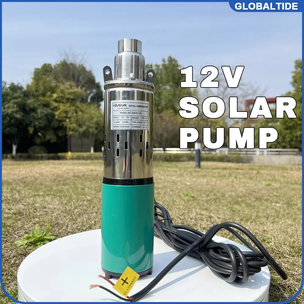 12V Solar Powered Submersible Well Screw Pump High Pressure DC Water Pump for Agriculture Irrigation Small Size