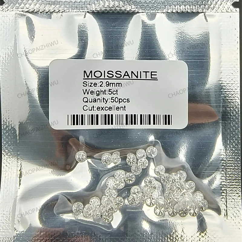 Moissanite Stone Small Size 0.8mm~2.9mm 1.0ct / Pack D Color Round Cut Gemstone for DIY Jewelry Making