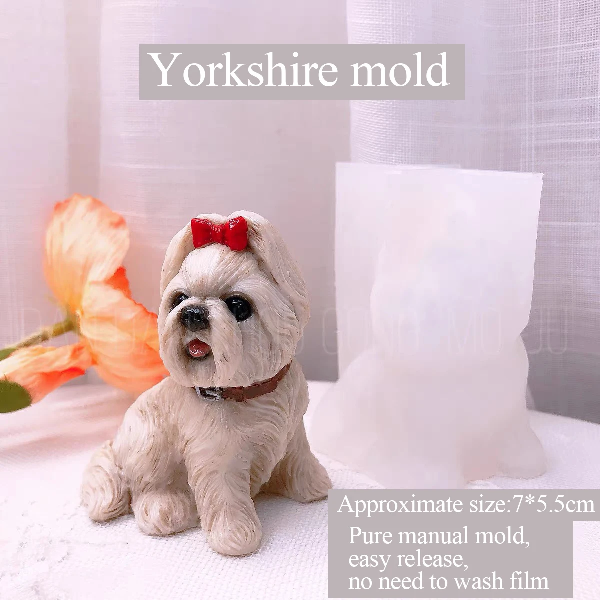 Yorkshire Mold Drop Glue Aromatherapy Plaster, DIY Three-Dimensional Mold, Cute Yorkshire Dog Manual Silicone Grinding Tools