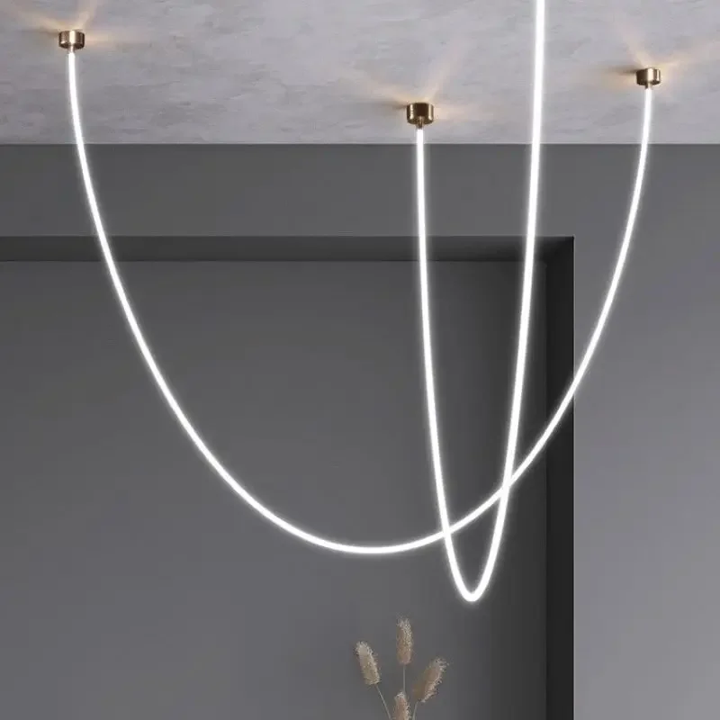 SANDYHA Minimalist Line Art Design Chandeliers Led Lamp for Living Dining Room Pendant Lighting Decor Lustre Para Sala De Estar