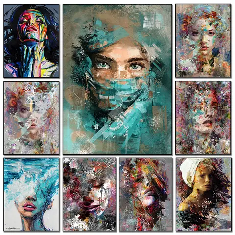 Abstract African Masked Girl Posters Wall Art Canvas Paintings And Prints Graffiti Woman Portrait Street Art Pictures Home Decor
