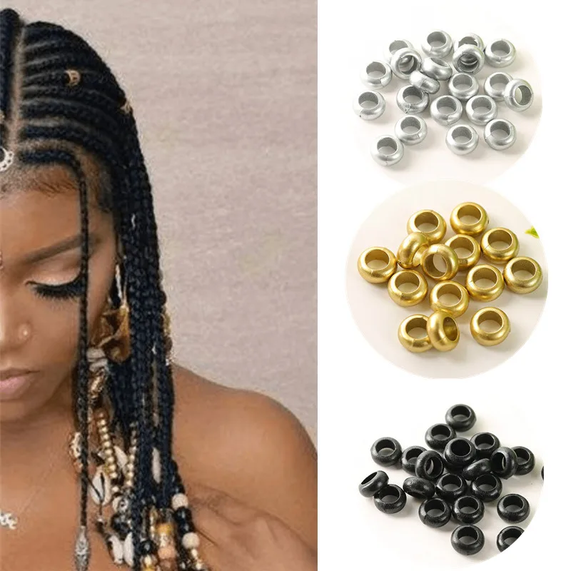 50-150 sztuk afrykańskie gumki do włosów mankiety rurki Charms Dreadlock strach włosy warkocze biżuteria akcesoria dekoracyjne złoto srebrne koraliki