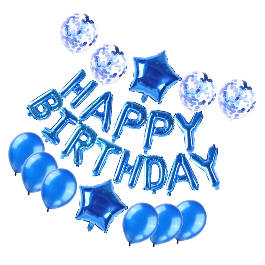 

34 pcs Birthday Balloon Set 16 Theme Party Decorations Kids Wedding Balloons Favors Solid Color Sequined Balloons