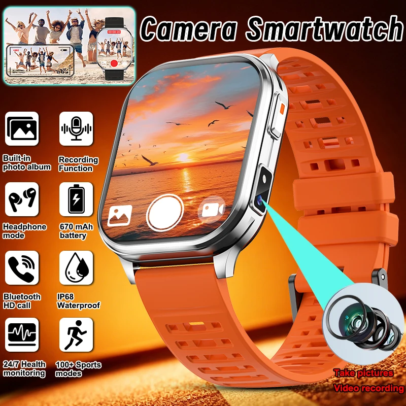 2026 New Camera Smart Watch Men Women Photos Record Video Built-in Photo Album IP68 Waterproof Health Sports Tracker Smartwatch