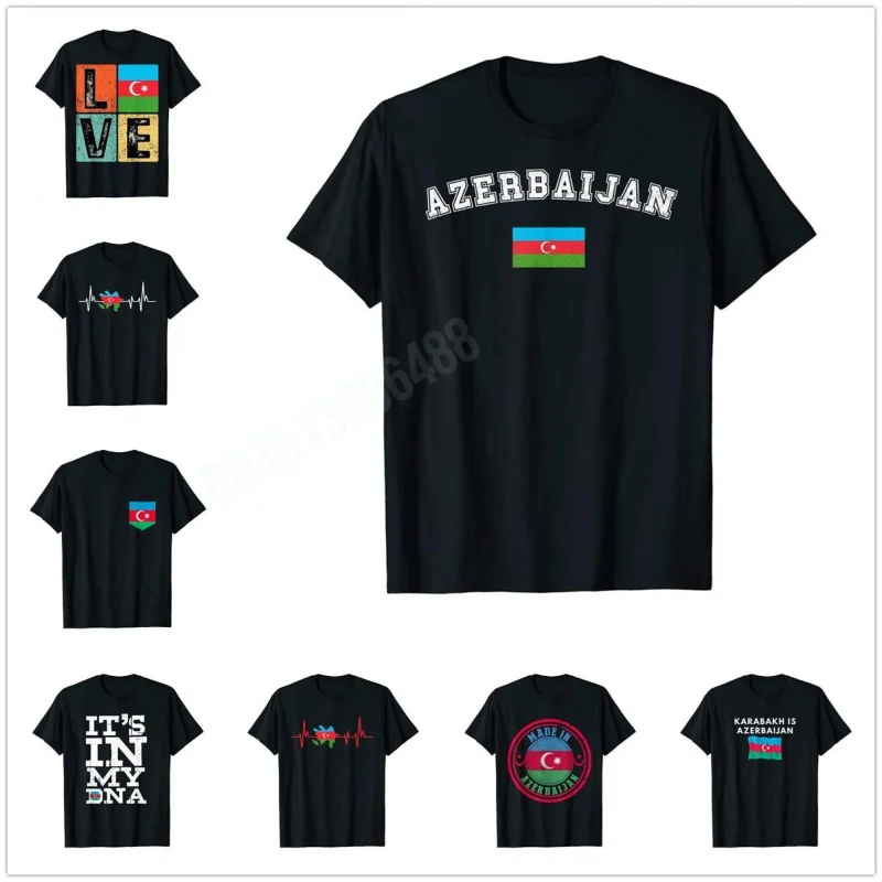 Men Women T Shirt More Design Azerbaijan Azerbaijani Flag souvenir T-shirts Hip Hop Tops 100% Cotton  Tees