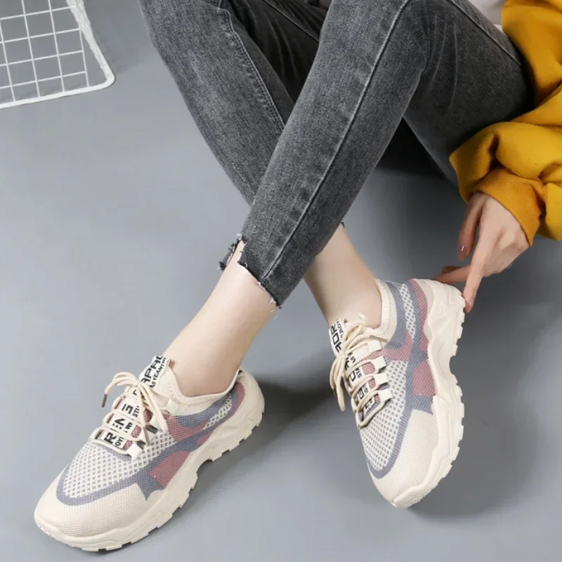 2024 New Women's Sneakers Breathable Platform Shoes Lightweight Running Shoes Fly Woven Mesh Womens Casual Shoes Tenis De Mujer