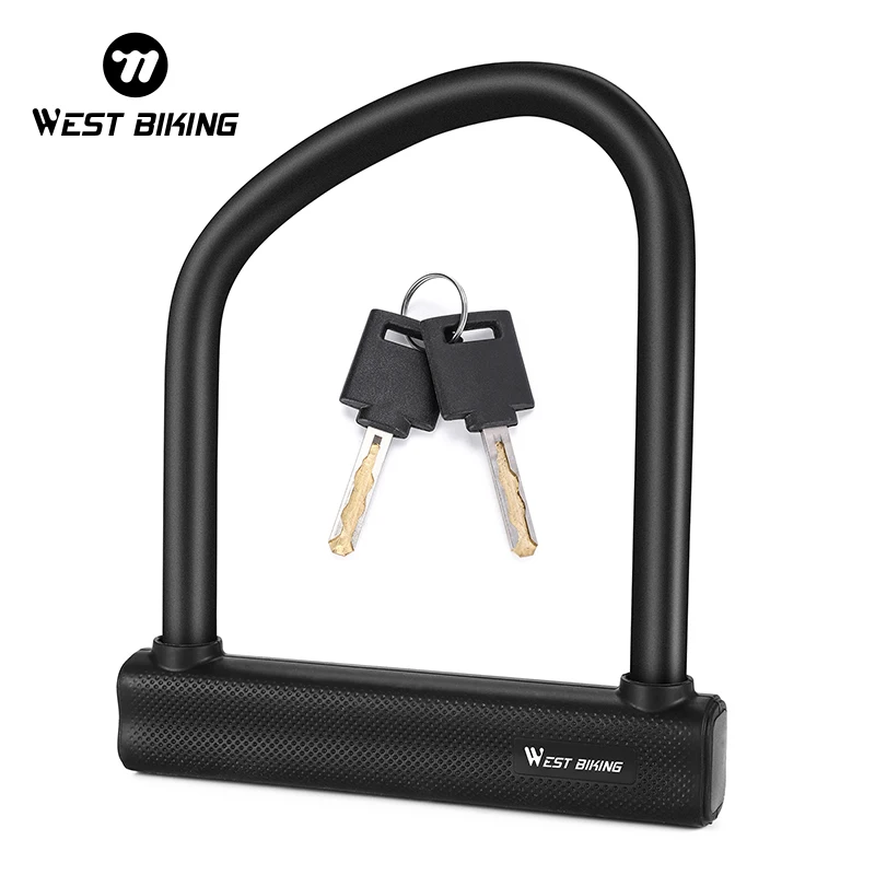 WEST BIKING Bike U Lock Heavy Duty Anti-Theft Security Bicycle Lock Motorcycle Scooter Cycling Lock Bicycle Accessories