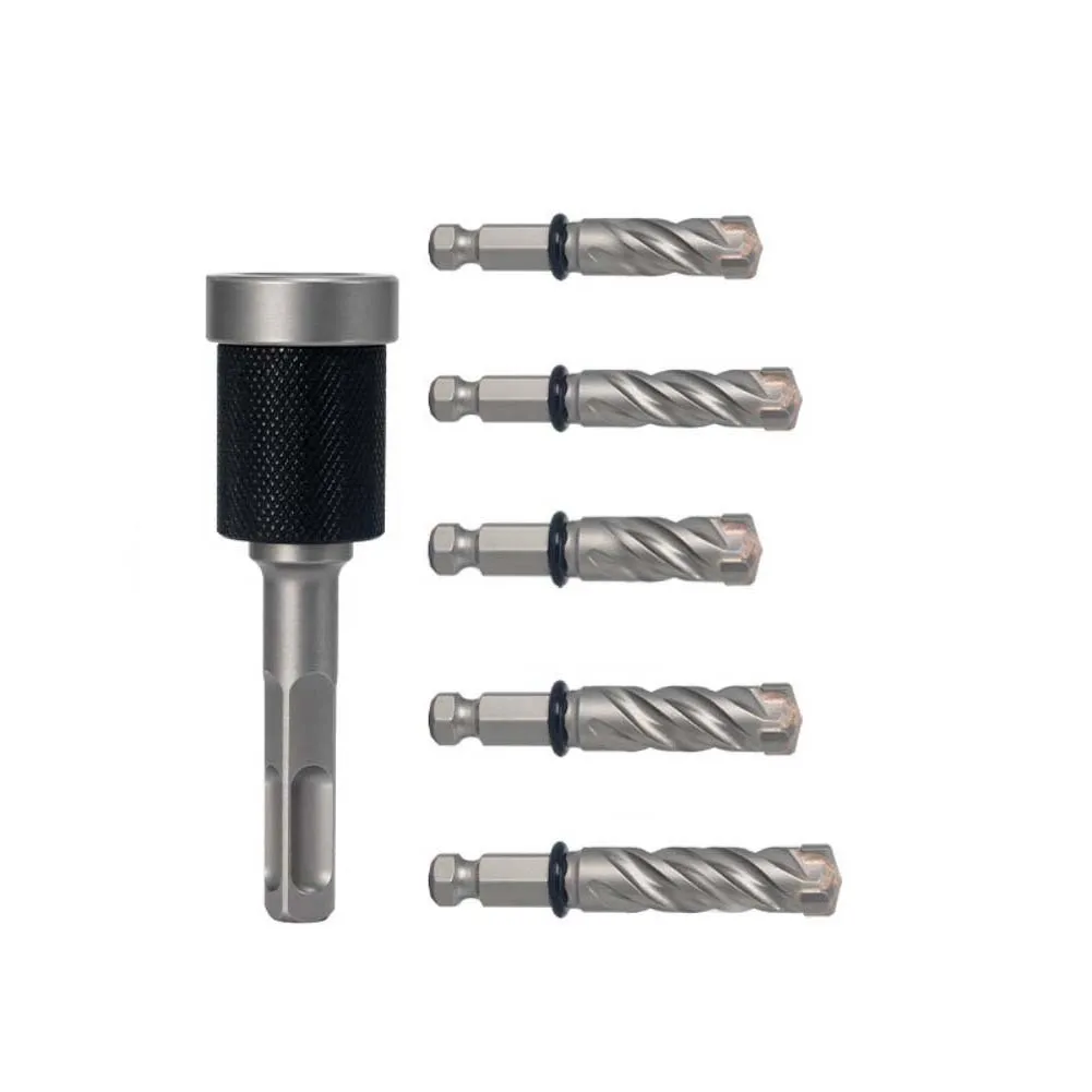 Square Shank Hammer Drill Bit for Cement Walls Featuring Split Assembly Design and Cross-Shaped Anchor Bolt Tip