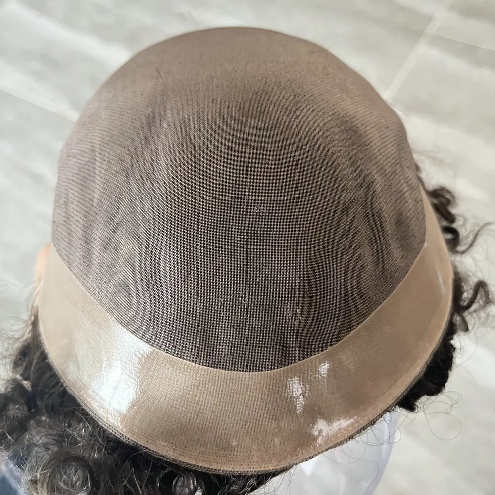 دائم 6 مللي متر الأفرو غريب مجعد أحادية الدانتيل هيربيسي الرجال براون شعر بشري أشقر الشعر المستعار غير قابل للاكتشاف شعري الشعرية الاصطناعية