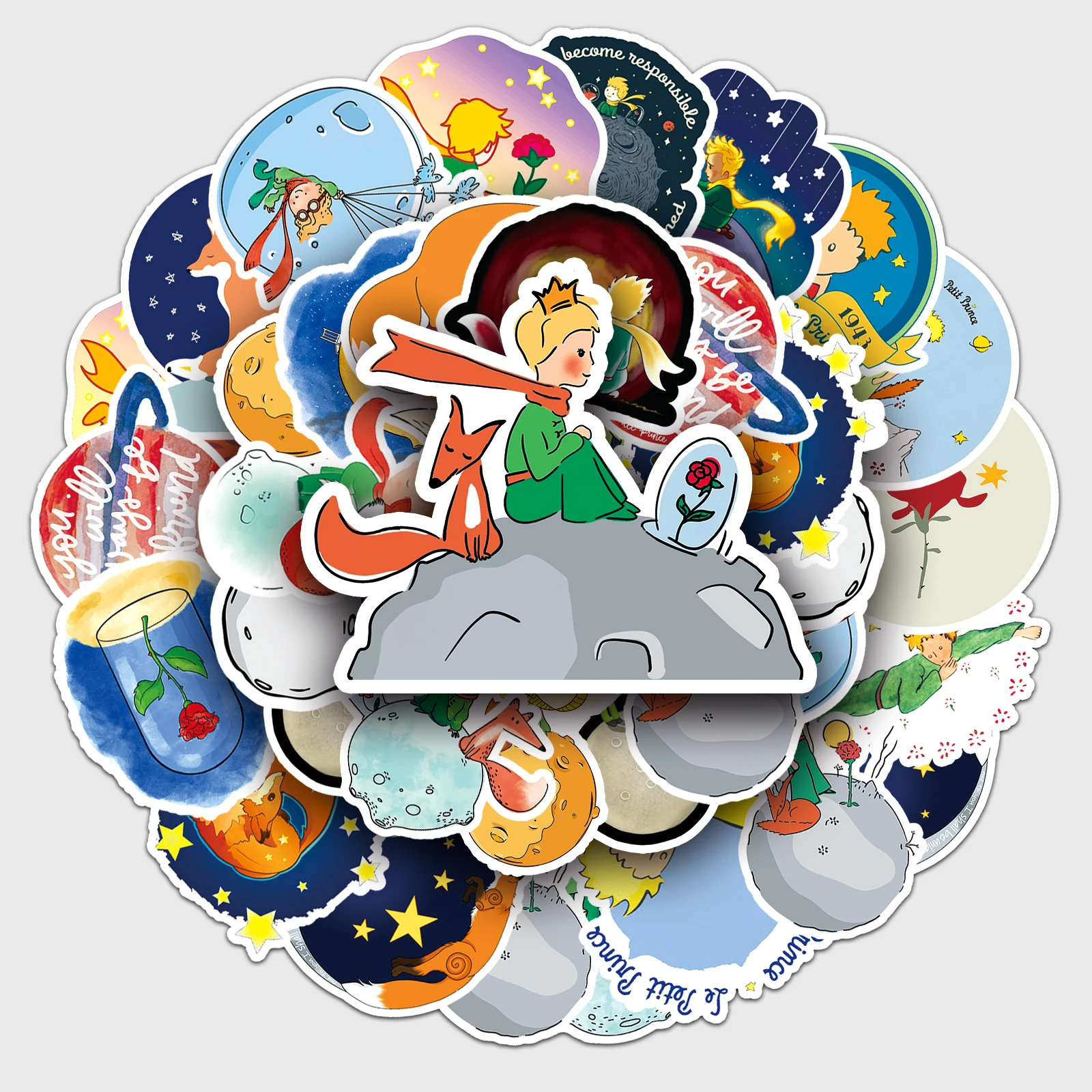 50pc The Little Prince series Cartoon Cute Graffiti Stickers Suitcase Laptop Guitar Skateboard Personalized Decoration Stickers