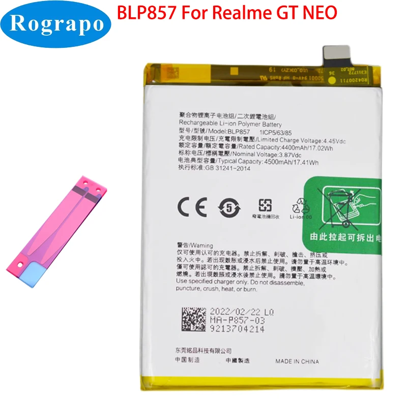 Nieuwe BLP809 BLP849 BLP857 BLP887 BLP919 Batterij Voor Oppo Realme GT Neo 2 3 Neo2 Neo3 GT2 Pro Master